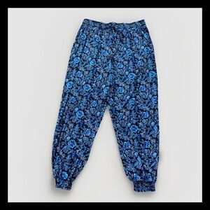 Tommy Bahama Islandactive Pants Womens L Blue Floral Printed Joggers Beach Comfy